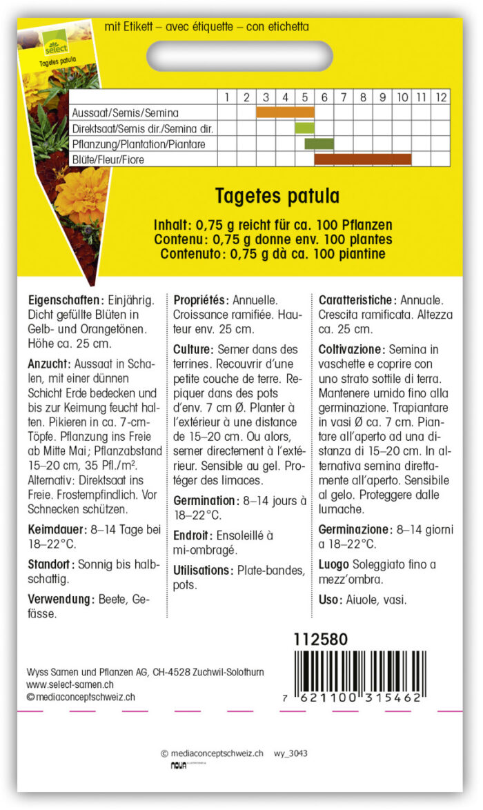 Tagetes Sammetblume nieder Prachtmischung – Bild 2